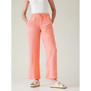 Athleta Women's Orange Retreat Linen Wide Leg Pants Size 18